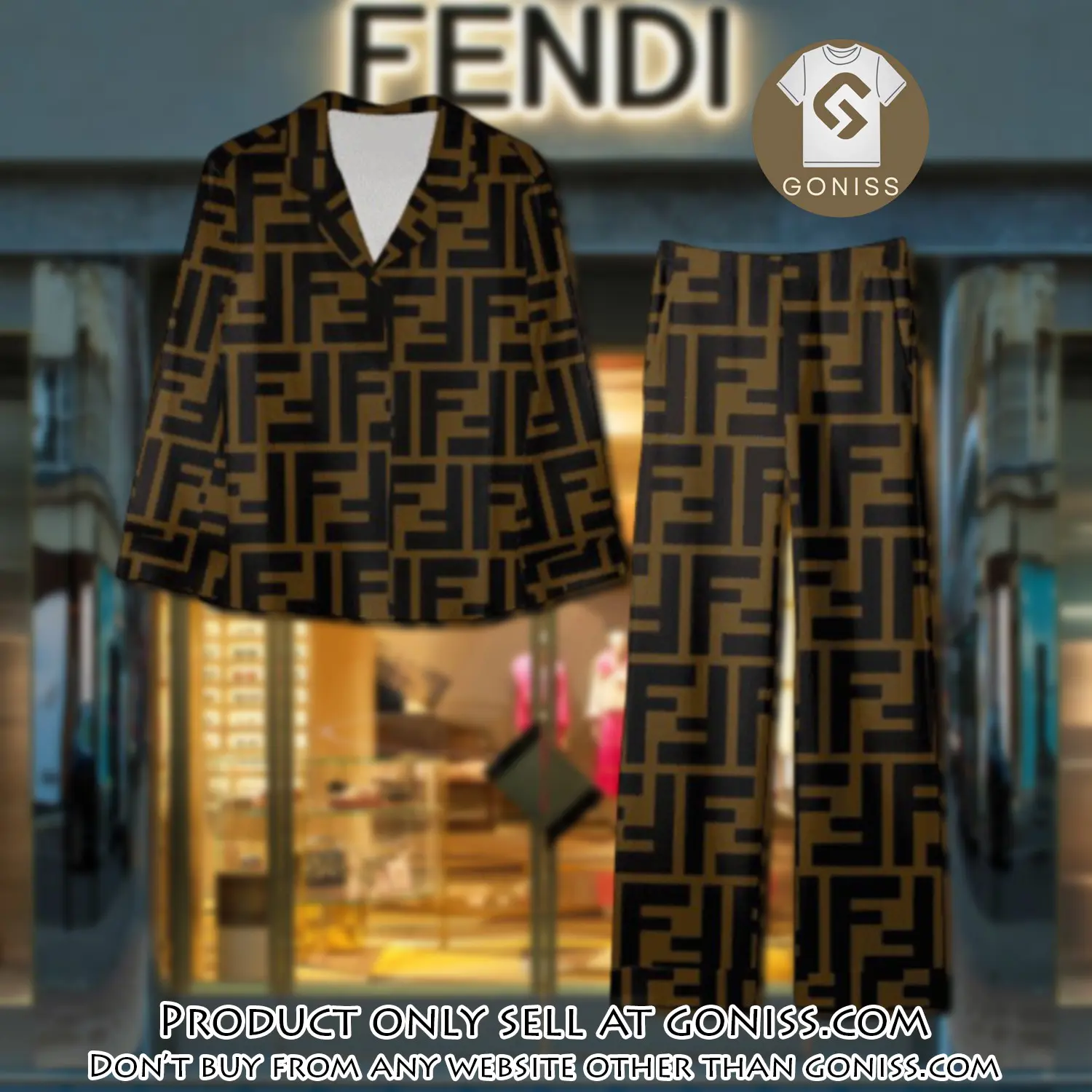 Trending luxury fendi satin pajama set pjs1051 gn1223195
